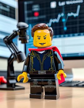 Elon Musk as a figure built with Lego® bricks during earnings call.