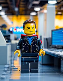 Elon Musk as a figure built with Lego® bricks during PayPal era.